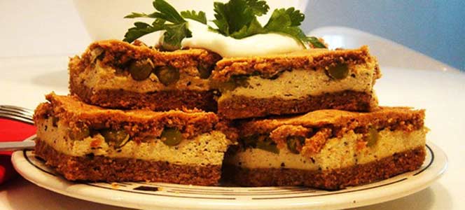 Соленый пирог Соленый пирог с тофу и зеленым горошком